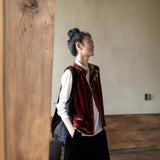 New Chinese-style vest autumn outer female, embroidered velvet vest, Zen versatile vest, vest top B0851