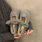 2025 Sweet and cute Mary Jane Mao Mao shoes female winter popular new fairy gray single shoes velvet warm cotton shoes