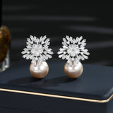 2025 New high-end fashion temperament earrings trendy atmosphere niche zircon earrings s925 silver needle snowflake pearl stud earrings
