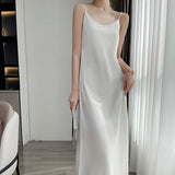 High-Grade Silk Sling Dress Women's Summer Inner Strap Dress Satin Acetate Fashion  Style Temperament Long Dress