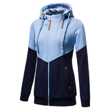 NAMCOVERSE 2025 Clearance processing   women's clothing double zipper color matching hooded long-sleeved fleece slim sweater wholesale