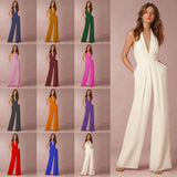 New European and American Women's Clothing Banquet Dress Jumpsuit  Independent Station Popular Sexy Halter Women's Trousers