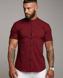 NAMCOVERSE 2025 Lanting short-sleeved stand-up collar solid color shirt