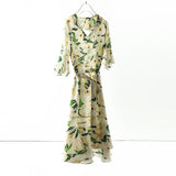 2025 Silk fishtail skirt, ruffle edge floral dress , mulberry silk dress  women's new summer