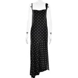 2025 Polka dot suspender swing neck dress women's  summer new fashionable and sexy sleeveless backless split dress