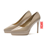 2025 1088A pointed thin heels high heels women's sexy temperament waterproof table single shoes women's feet are not tired, solid color super high heels