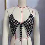 2025 L4996Y  New new models, black metal chain pearl fashion splicing neck vest, body chain real shot