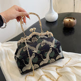 NAMCOVERSE 2025 Bag Women's Embroidery Handbag 2025 New Fashion Chain One Shoulder Crossbody Bag Diamond Clip Buckle Shell Bag