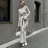 2025 temperament printed horn sleeve dress women,  style autumn and winter new sexy casual temperament long dress