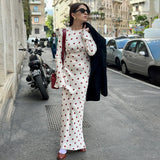 2025 temperament printed horn sleeve dress women,  style autumn and winter new sexy casual temperament long dress