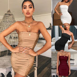 Spring and Summer New 2024 European and American Women's Clothing Sexy Tube Top Nightclub Ruffle Hip Dress 8505