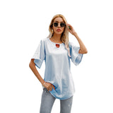 NAMCOVERSE New  new product 2025 trade 2025 Internet celebrities women's round neck lace splicing top, horn sleeve solid color T-shirt, spot
