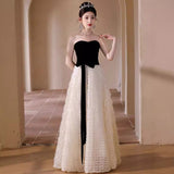 2025 tube top evening dress dress women  new light wedding dress fugitive princess travel photography light luxury niche high-end spring