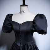 2025 Black evening dress  new high-end banquet satin host art test dress temperament socialite long dress spring