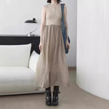 2025 Zheng Xiyi same popular summer new waist splicing new Chinese bud vest skirt sleeveless dress