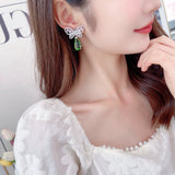 2025 Light luxury fashion water drop zircon butterfly stud earrings women's s925 silver needle high-end temperament super fairy sweet personality earrings