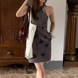2025 Flocking butterfly flower, new Chinese heavy industry improved square neck dress, chic and beautiful short skirt, new in summer