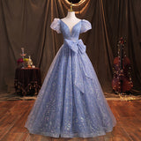 Banquet Evening Dress 2025 New Spring Blue Temperament Elegant Vocal Art Examination Solo Annual Meeting Hosting Dress Female
