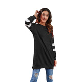 NAMCOVERSE Spring and summer new products 2025  wish round neck contrasting color splicing long-sleeved colored cotton casual loose large size top, women