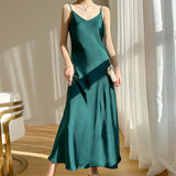 High-Grade Silk Sling Dress Women's Summer Inner Strap Dress Satin Acetate Fashion  Style Temperament Long Dress