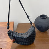 NAMCOVERSE 2025Cowhide woven bag popular new leather crescent bag one shoulder crossbody underarm women's bag  niche dumpling bag