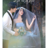 2025Photo studio photo theme clothing colored yarn tube top Mori couple blue wedding dress trailing flower lawn new dress