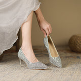 2025 8088-6 Bridesmaids Bride Wedding Shoes Women's 2025 New Pointed Thin Heel Xiuhe Shoes Temperament High Heels Women's 8CM