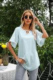 NAMCOVERSE New  new product 2025 trade 2025 Internet celebrities women's round neck lace splicing top, horn sleeve solid color T-shirt, spot