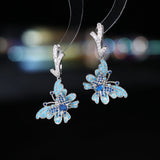2025 fashion sweet butterfly earrings women's s925 silver needle elegant super fairy high-end zircon exquisite ear jewelry