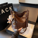 NAMCOVERSE 2025 ins trendy simple and versatile shoulder bag high sense women's fashion pleated bucket bag women's popular new messenger bag