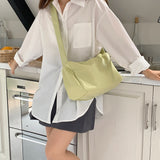 NAMCOVERSE 2025 trendy large-capacity bag solid color soft leather square pillow bag wide shoulder strap simple messenger tote bag women