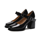 2025 8399-5 Waterproof table high heels women's 2025 autumn new thick heel square head  one-word Ma Lizhen shoes women