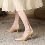 2025 7955-9 Sexy patent leather  high heels for women 2025 spring new pointed thin heels solid color high heels for women