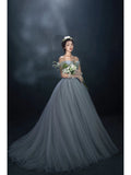 2025 Suspender Main Wedding Studio Couple Theme Photography Clothing Color Dress Mori Grey Elegant Wedding Dress Long Trailing Dress