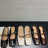 2025 Flat-bottomed bag head, half slippers, women's outer wear, spring and summer with skirts, cool slippers, gentle temperament, Mary Jane single shoes