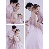 2025 Studio photography wedding dress 2025 couple theme wedding dress travel clothing tube top temperament pink banquet wedding dress