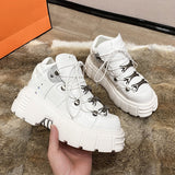 Thanksgiving  namcoverse  Punk Style Women Sneakers Lace-Up 6CM Platform Shoes Woman Creepers Female Casual Flats Metal Decor Tenis Feminino