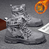 namcoverse Winter Men Boots Waterproof Warm Fur Snow Boots Men Outdoor Work Casual Shoes Military Combat Rubber Ankle Camouflage Boots