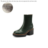 namcoverse  Autumn Winter Women Boots Round Toe Chunky Heel Women Shoes Solid Ankle Boots Platform Shoes Retro Bullock Chelsea Boots