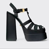 namcoverse  Summer Ladies Sandals Mixed Color Buckle Platform Wedge Heel Brand Luxury Thick Heel Open Toe Women's Shoes Tacones Mujer