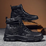 namcoverse Winter Men Boots Waterproof Warm Fur Snow Boots Men Outdoor Work Casual Shoes Military Combat Rubber Ankle Camouflage Boots