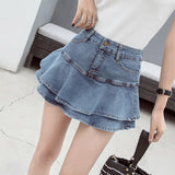 namcoverse Vintage Denim Mini Skirts Women Summer Sexy Solid Colour Ball Gown Skirts Jeans Female Casual Pocket Slim A-line Mini Skirts