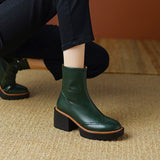 namcoverse  Autumn Winter Women Boots Round Toe Chunky Heel Women Shoes Solid Ankle Boots Platform Shoes Retro Bullock Chelsea Boots