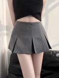 namcoverse Women Pleated Shorts Skirts Vintage High Waist Wide Pleats Design Slim Sexy Mini Skirt Female Fashion  Skort Mujer