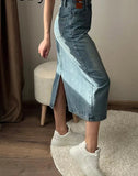 namcoverse Women Long Denim Skirts Vintage Back Slit High Waist Jean Skirt  Bodycon Maxi Blue Straight Denim Skirts For Women