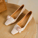 namcoverse Wedding Ladies Shoes Prom Middle Heel Square Head Women's Pumps Elegant Fairy Style Gentle Female Single Shoes