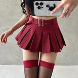 namcoverse Summer Skorts High-quality Sexy A-LINE Safety Skirts Pleated Skirt Half Length Short Skirt Belt Fashion Women