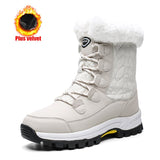 namcoverse Women's Winter High Boot With Fur Snow Boot Warm Puffy Boots For Women Water Proof White Platform Boot Shoes 41 Mid Calf Boots