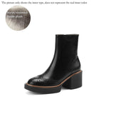 namcoverse  Autumn Winter Women Boots Round Toe Chunky Heel Women Shoes Solid Ankle Boots Platform Shoes Retro Bullock Chelsea Boots