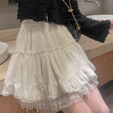 White Lace Mini Skirt for Women Girl Kawaii Short Skirt for Summer Fairycore Clothes Korean Fashion Lolita Clothing Fairy Core